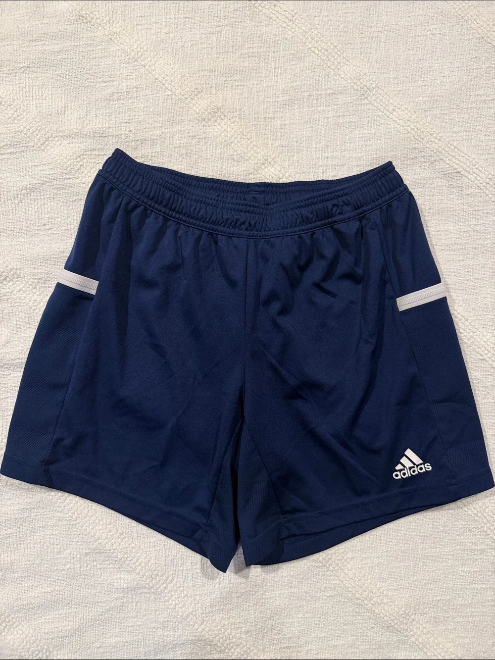adidas Navy Athletic Training Shorts with White Accents